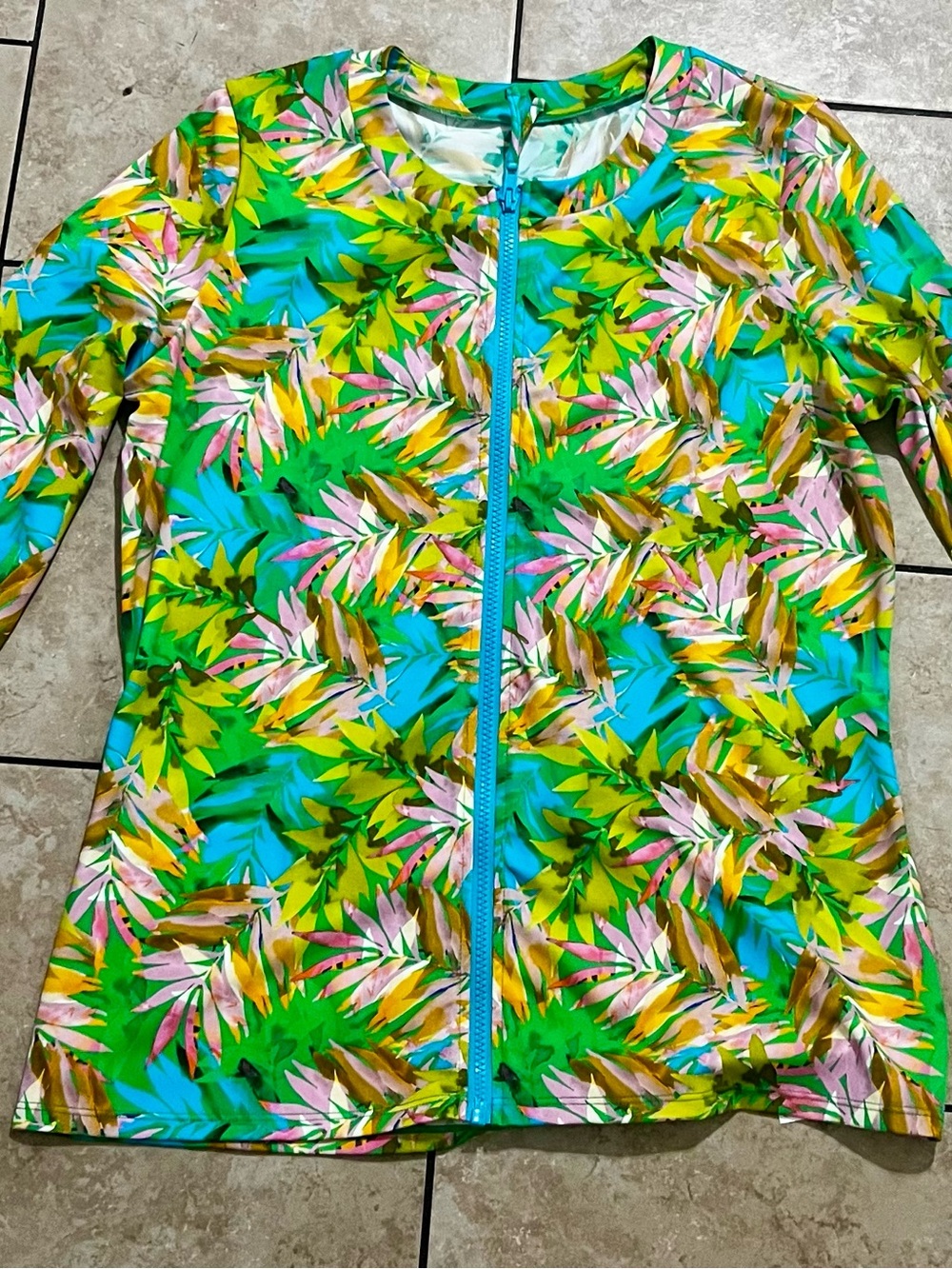 Swimsuits For All Kids Green Multi Tropical Zip-Front One-Piece